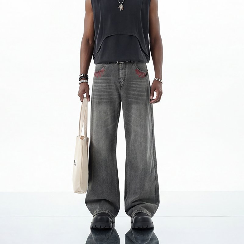 6006 washed straight jeans