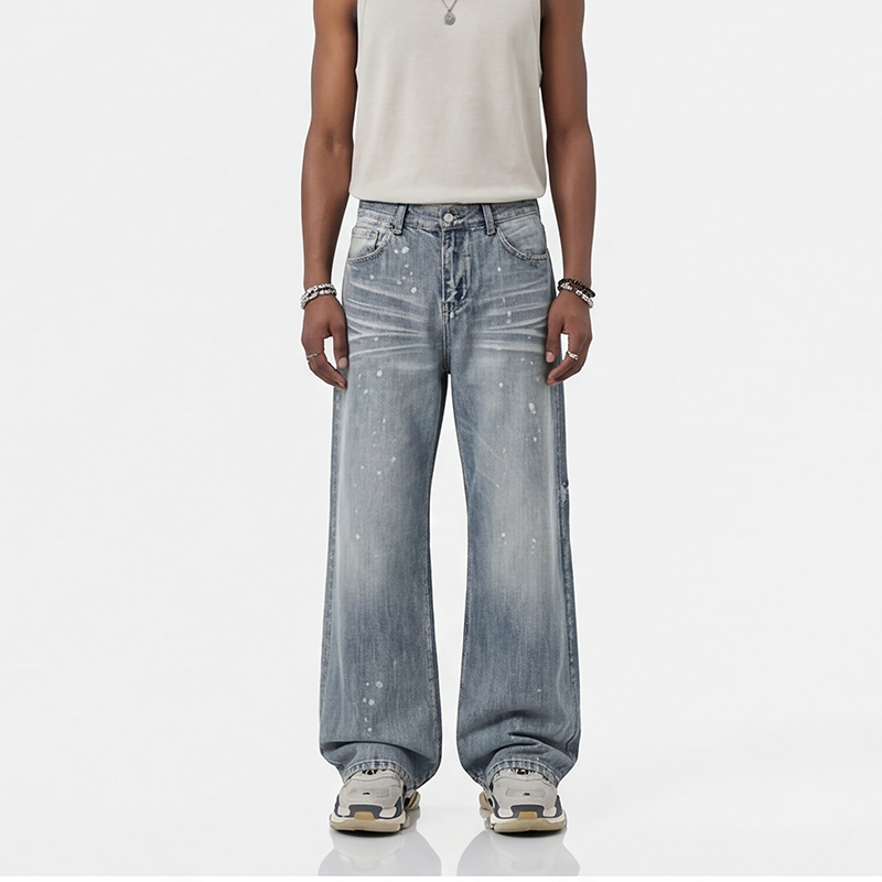 6010 splatter wide-leg jeans