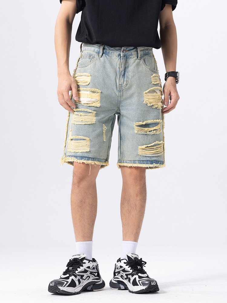 8628 Light Blue Ripped Shorts product detail